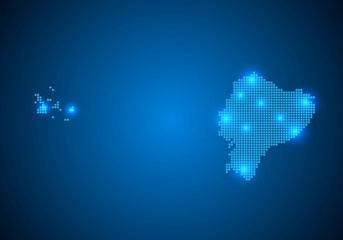 Abstract blue background with map, internet line, connected points. map with dot nodes. Global network connection concept. Wire frame 3D mesh polygonal network line. vector.