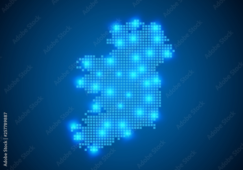 Poster abstract blue background with map, internet line, connected points. map with dot nodes. global netwo