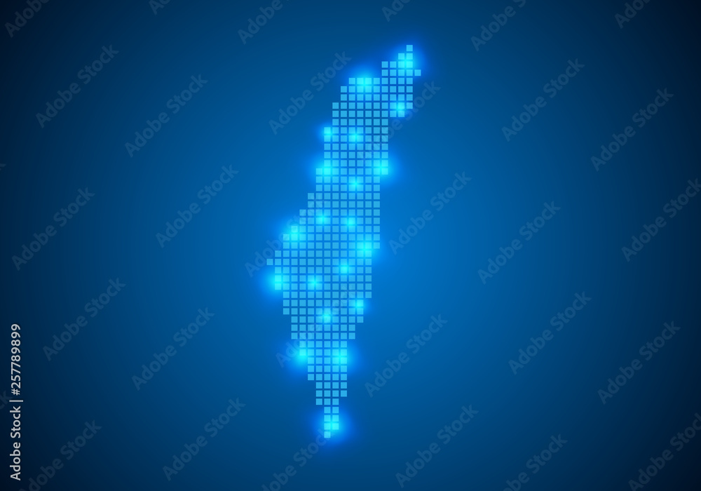 Poster abstract blue background with map, internet line, connected points. map with dot nodes. global netwo