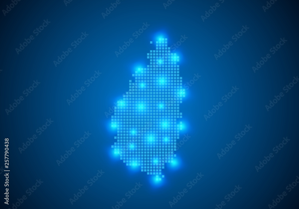 Poster abstract blue background with map, internet line, connected points. map with dot nodes. global netwo