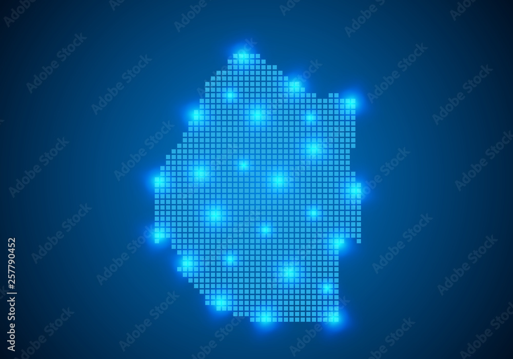 Poster abstract blue background with map, internet line, connected points. map with dot nodes. global netwo