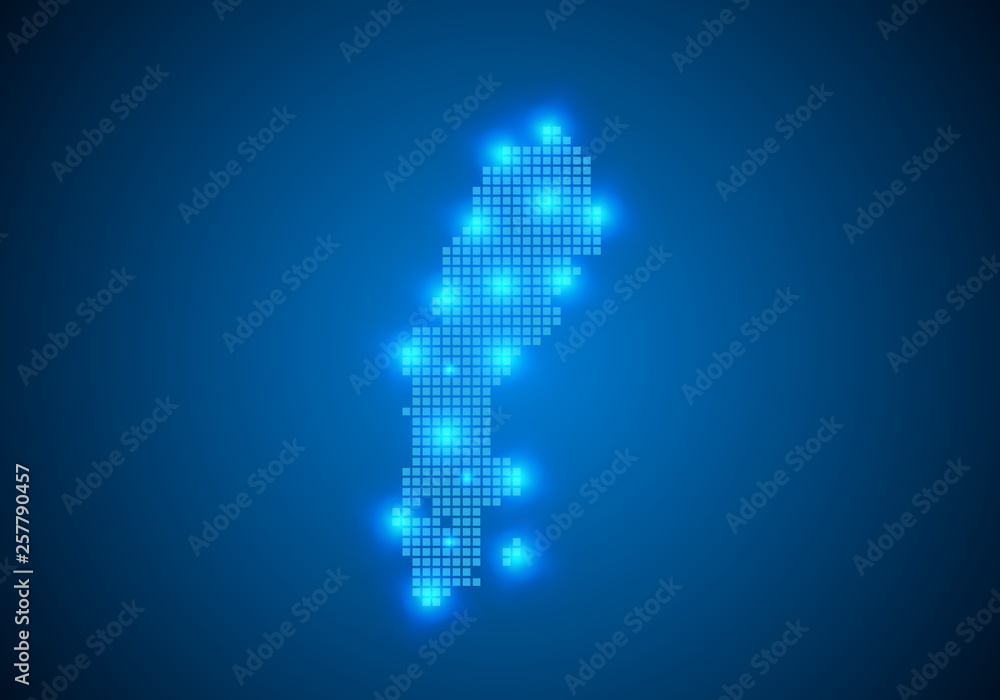Poster abstract blue background with map, internet line, connected points. map with dot nodes. global netwo