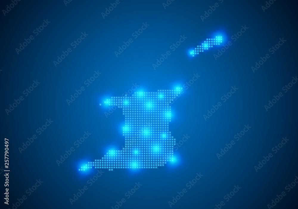Poster abstract blue background with map, internet line, connected points. map with dot nodes. global netwo