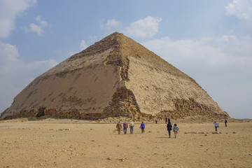 Fototapeta na wymiar Dahshur, Egypt: The Bent Pyramid, built under the Old Kingdom Pharaoh Sneferu (c. 2600 BC).