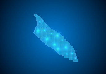 Abstract blue background with map, internet line, connected points. map with dot nodes. Global network connection concept. Wire frame 3D mesh polygonal network line. vector.