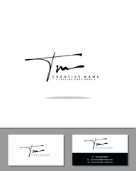 T M TM initial handwriting logo template vector.  signature logo concept