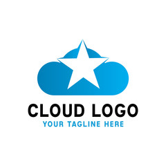 Star Cloud Logo / Star Icon / Digital Vector / Technology Symbol Design Inspiration