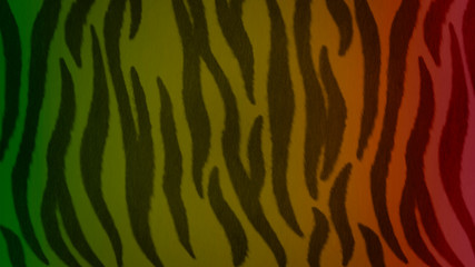 Background of Tiger Stripes with African Flag Colors of Red Yellow and Green