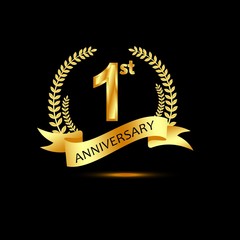 1st anniversary golden color with circle ring isolated on black background 18.zip