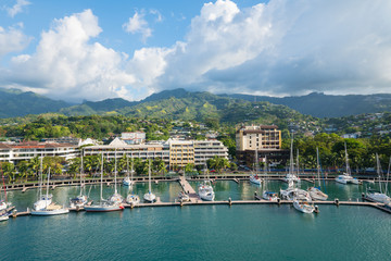 Aerial View of Papeete Tahiti (French Polynesia) 