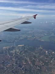 Aerial view from airplane windows