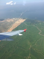 Aerial view from airplane windows