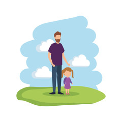 father with daughter in the camp