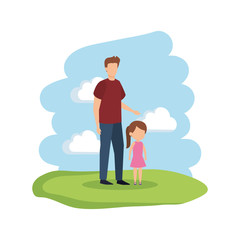 father with daughter in the camp