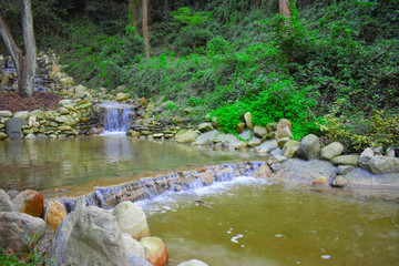 Waterfall green forest river stream landscape.Landscape of waterfall in deep rain forest of hidiv kasri