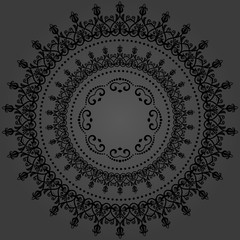 Elegant ornament in classic style. Abstract traditional round black pattern with oriental elements. Classic vintage pattern