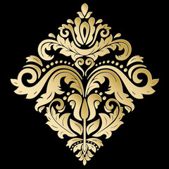 Oriental ornament. Vintage pattern with volume 3D elements, shadows and highlights. Classic traditional golden pattern