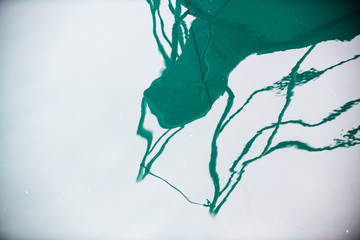 Beautiful reflection of the details of yachts in the port of Los Gigantes. Tenerife. Canary...