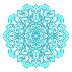 Abstract mandala art ornament. in the Arabic Mandala Art style. Mandala with rotating abstract floral motifs. With blue colours combination