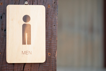 Cute man wooden toilet sign