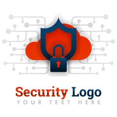 Security logo template for cloud storage, network, internet, software, technology, wifi safety, hacking, online protection, delivery, e-commerce. can be for web, banner, flyer, brochure, mobile, UI UX