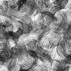 Stoffe zum Nähen Black and white grunge striped and wavy dynamic seamless pattern
