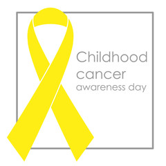 Yellow ribbon, childhood cancer awareness day. Vector illustration