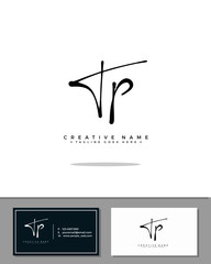 T P TP initial handwriting logo template vector.  signature logo concept