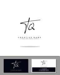T Q TQ initial handwriting logo template vector.  signature logo concept