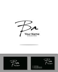 B A BA initial handwriting logo template vector.  signature logo concept