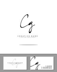 C G CG initial handwriting logo template vector.  signature logo concept