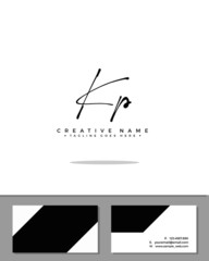 K P KP initial handwriting logo template vector.  signature logo concept