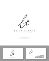L T LT initial handwriting logo template vector.  signature logo concept