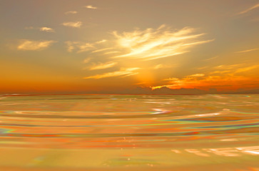 Obraz premium Golden sky and golden water