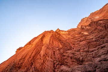 Tianshan Mysterious Grand Canyon entrance Xinjiang Uygur Zizhiqu China ，Sandstone formations in Utah USA  