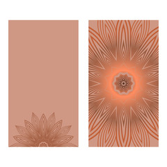 Templates Card With Mandala Design. Vector Illustration. For Visit Card, Business, Greeting Card Invitation. Brown color