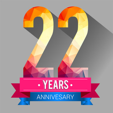 22 Years Anniversary logo. with colorful polygonal design elements.