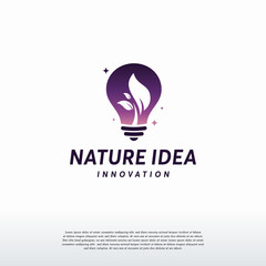 Nature Idea logo, leaf and Bulb logo symbol, Growing Inspiration logo concept