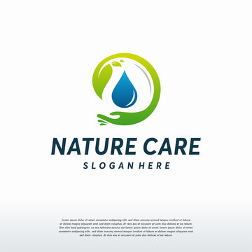 Nature Care logo designs concept vector, Leaf and Water logo symbol