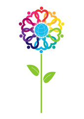 Globe and people icon  illustration. Illustration on ecology and environmental protection