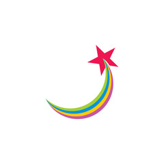 swoosh movement star colorful decor logo vector