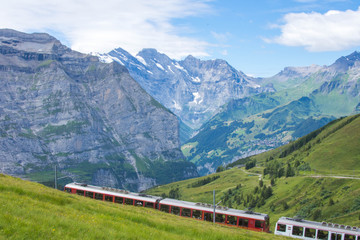 Naklejka na ściany i meble Swiss train on Alps