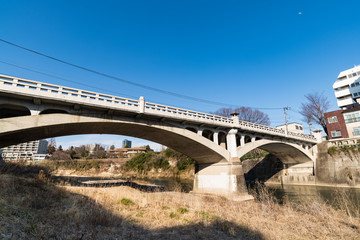 広瀬川と霊屋橋と河原