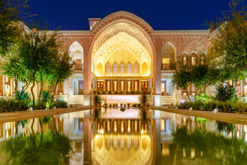 Awesome night view of Ameri Historical House in Kashan, Iran