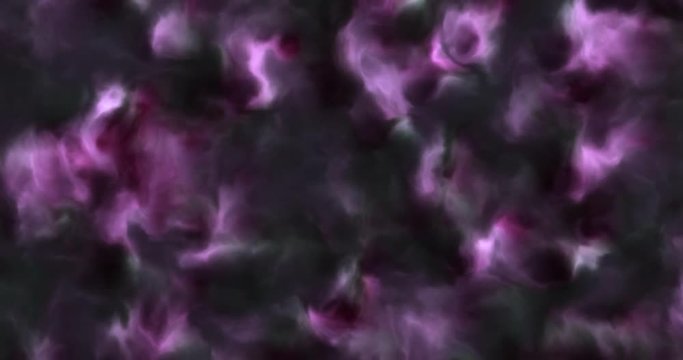 4k video of stormy soft and fluffy pink and violet clouds in a nebula in space, slowly moving, forming and dissolving, 4k, 4096, 24fps