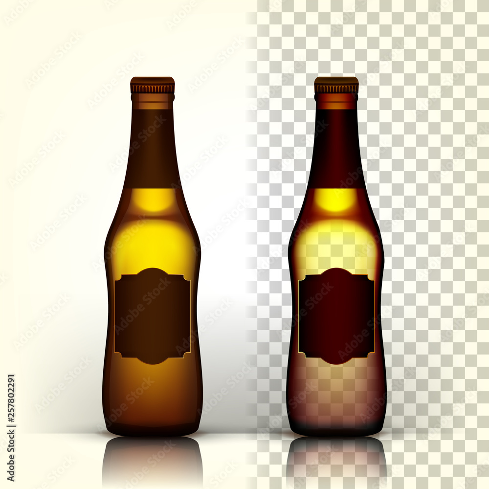 Canvas Prints beer bottle vector. product packing. design advertisement. yellow. 3d transparent isolated realistic