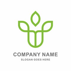 Organic Herbal Plant Green Leaf Nature Farm Vegetables Agriculture Business Company Stock Vector Logo Design Template