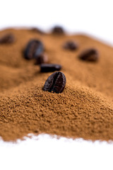 instant coffee with coffee beans
