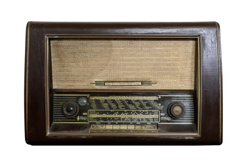 old radio isolated on white background