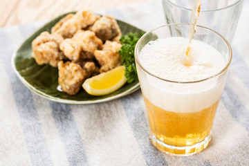 ノンアルコールビールと唐揚げ